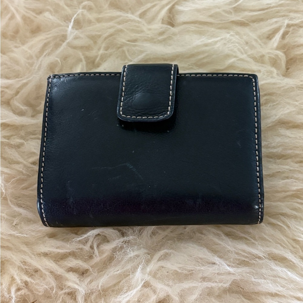 Black Leather Wallet with Stitching